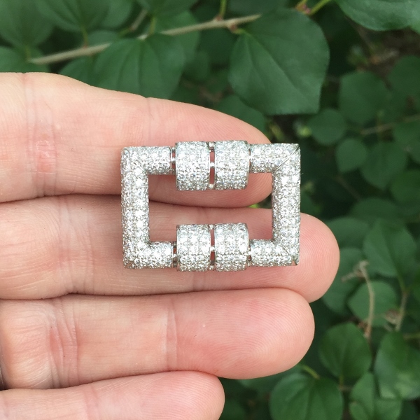 Vintage 14 karat White Gold Diamond Brooch 2.50 carats  Litnon.com