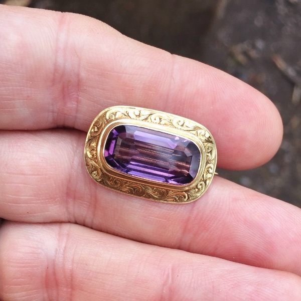 Antique Victorian 14kt Gold and Amethyst Brooch  Litnon.com