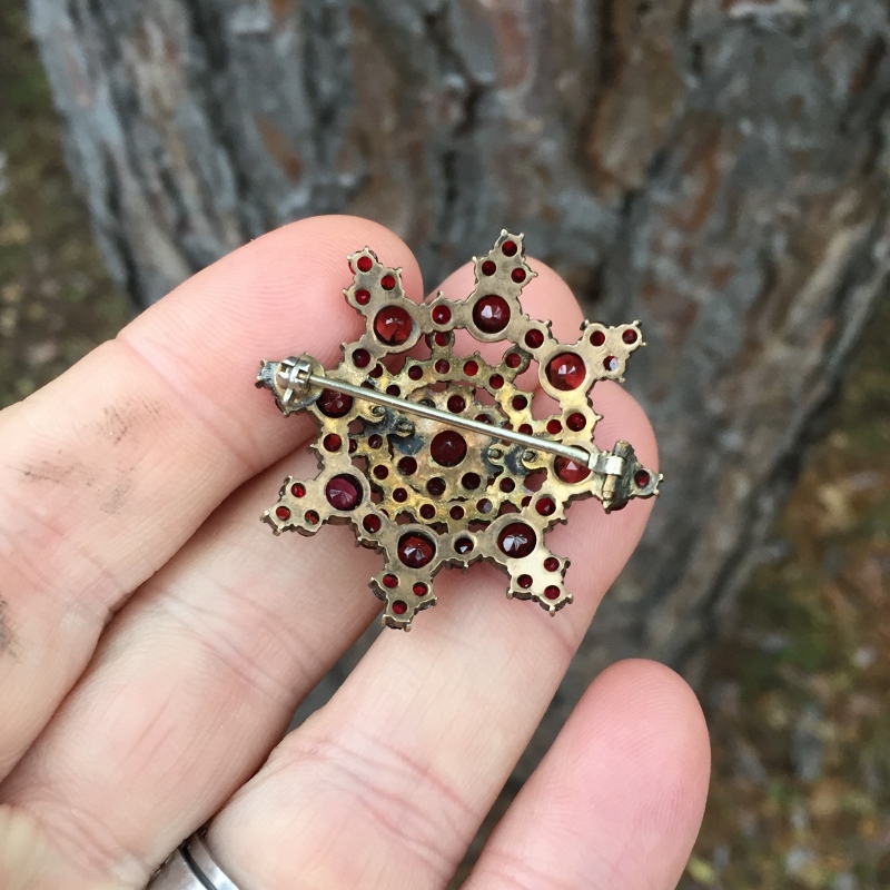 Antique Victorian Bohemian Garnet Pin Checholslovakia  Litnon.com