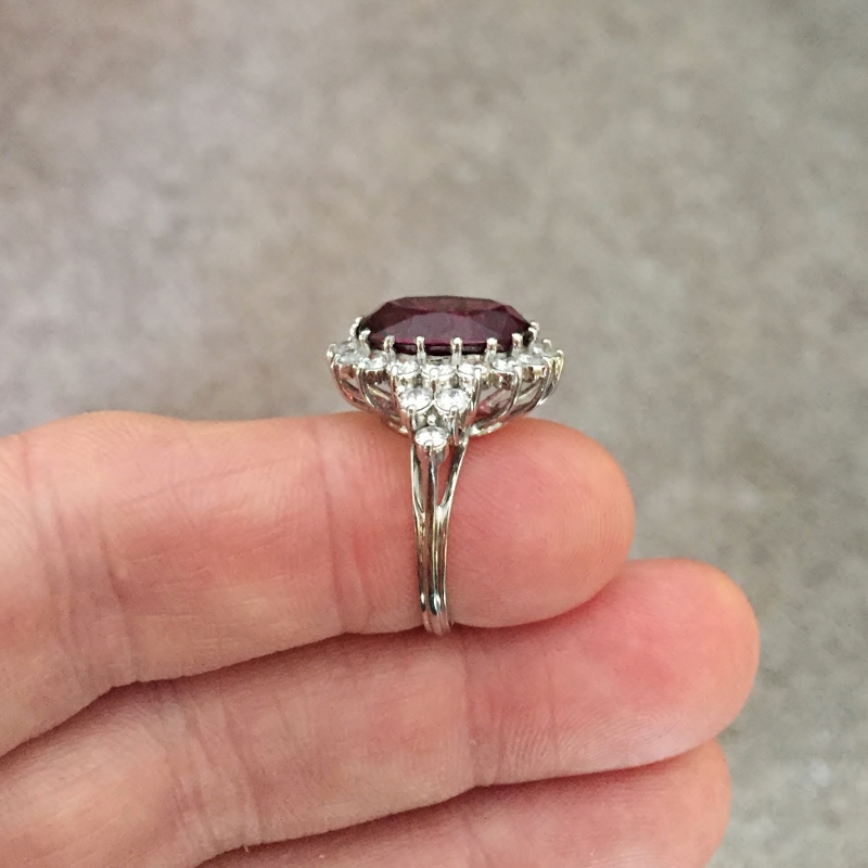 Quality & Value! Fine Platinum Rhodolite Garnet Diamond Ring  Litnon.com