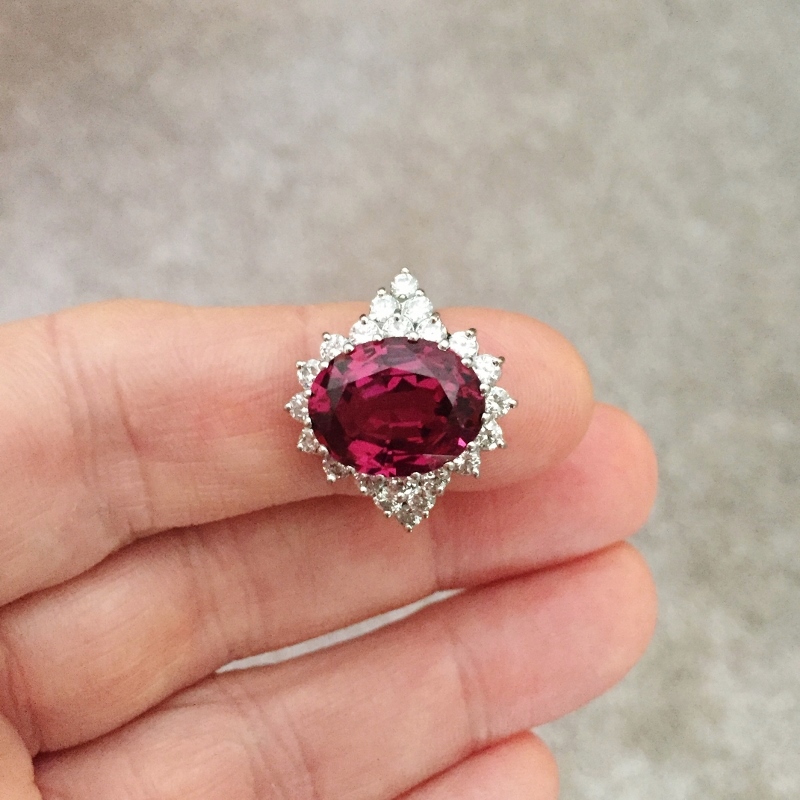 Quality & Value! Fine Platinum Rhodolite Garnet Diamond Ring  Litnon.com