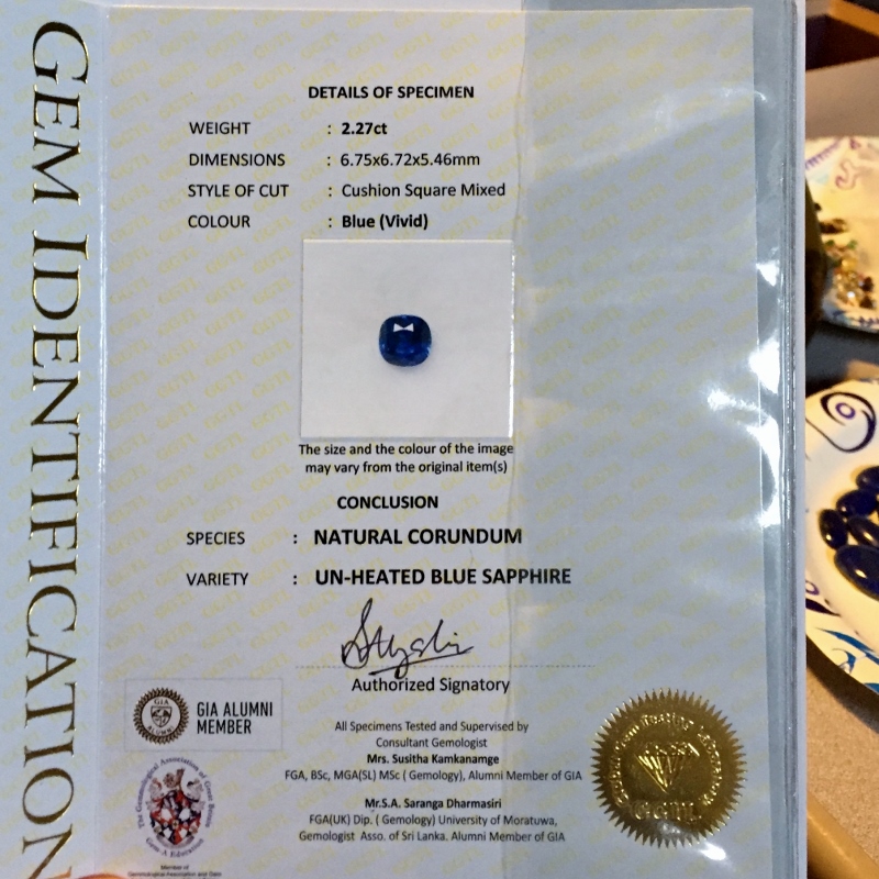 Unheated! Certified Natural Blue Ceylon Sapphire 2.27 ct  Litnon.com