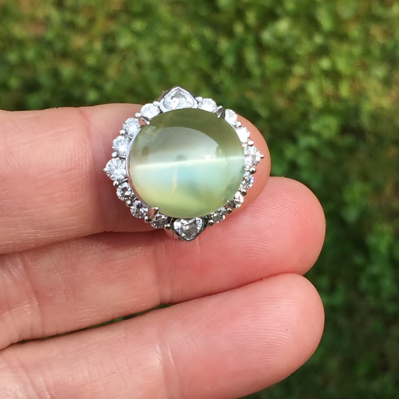 World Class! 23ct Natural Catseye Chrysoberyl Platinum Diamond Ring GLI Litnon.com