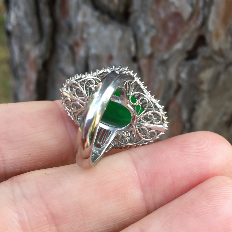 10 carat Natural Burmese Green Jadeite Platinum & Diamond Ring GL Litnon.com