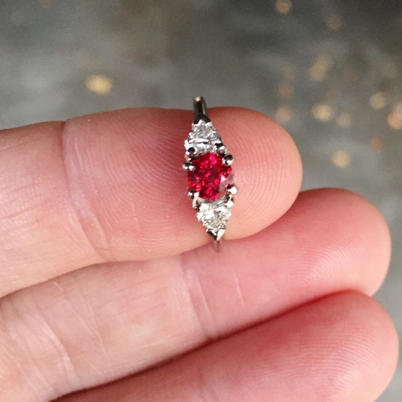 Quality Special Burmese Ruby and Heart Shape Diamond Platinum Ring  Litnon.com