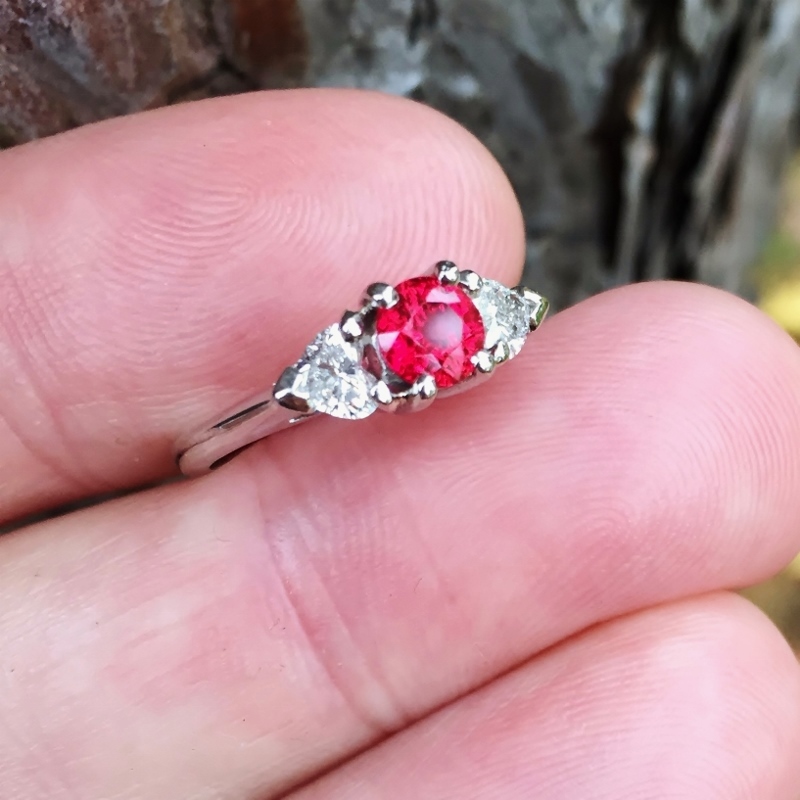 Quality Special Burmese Ruby and Heart Shape Diamond Platinum Ring  Litnon.com