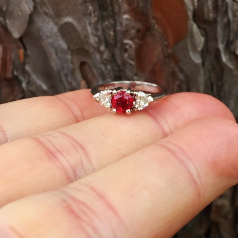 Quality Special Burmese Ruby and Heart Shape Diamond Platinum Ring  Litnon.com