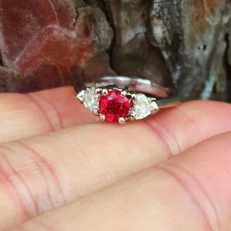 Quality Special Burmese Ruby and Heart Shape Diamond Platinum Ring  Litnon.com