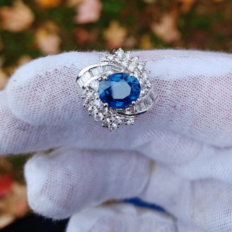 Estate! Natural Sapphire & Diamond 14 kt Ring 4.5 ct tw  Litnon.com