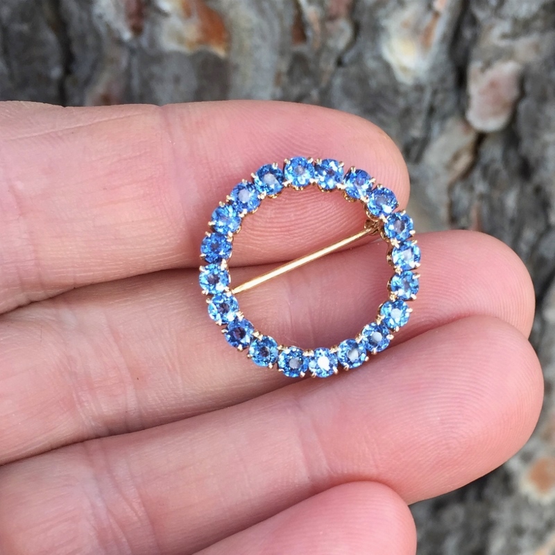 Rare and Top Quality Montana Yogo Gulch Sapphire 14kt Brooch  Litnon.com