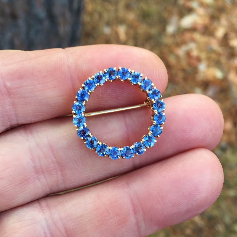 Rare and Top Quality Montana Yogo Gulch Sapphire 14kt Brooch  Litnon.com