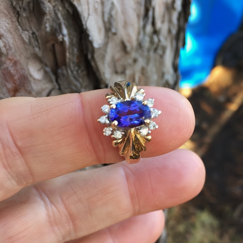 Estate Levian Natural Tanzanite Diamond Ring 14kt YG  Litnon.com