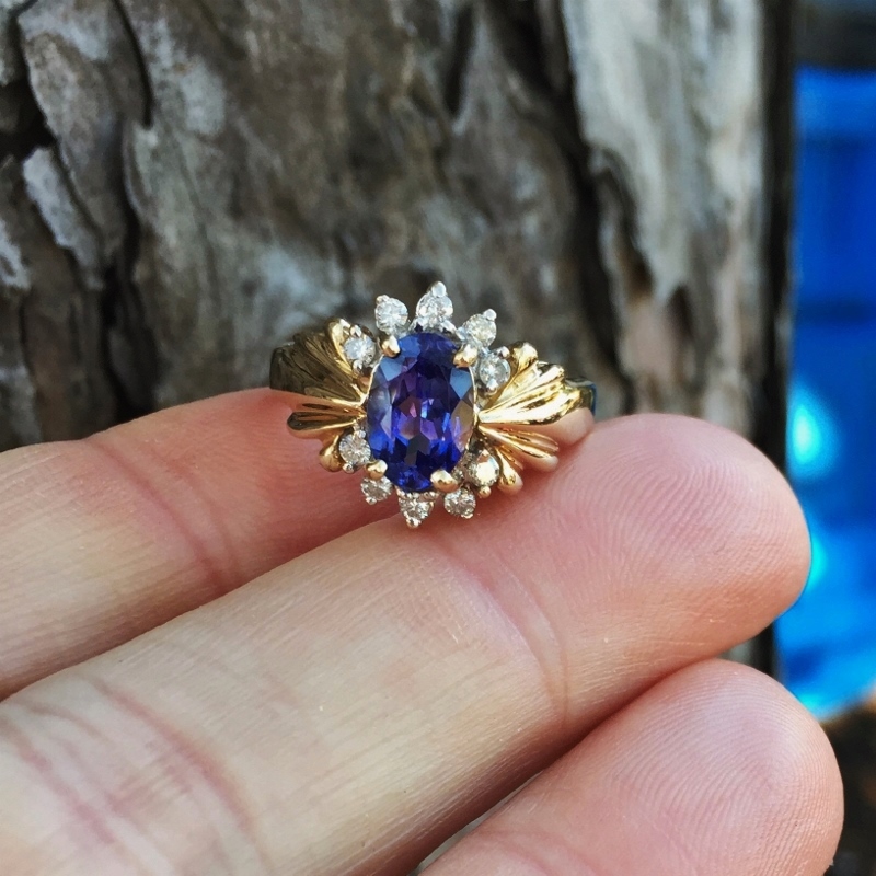 Estate Levian Natural Tanzanite Diamond Ring 14kt YG  Litnon.com