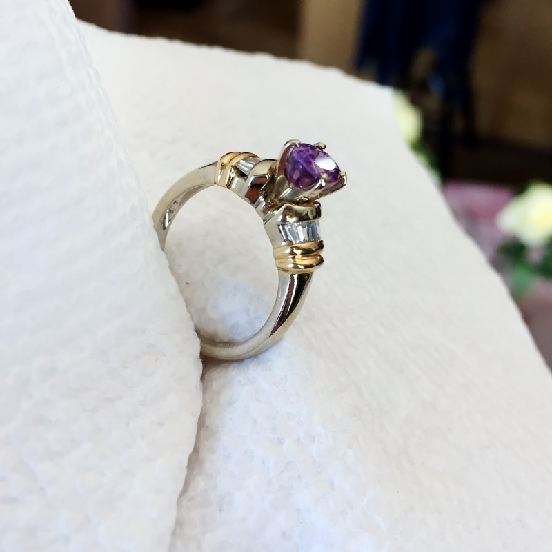  Pretty! Natural Ceylon Purple Sapphire Diamond Ring 14kt   Litnon.com