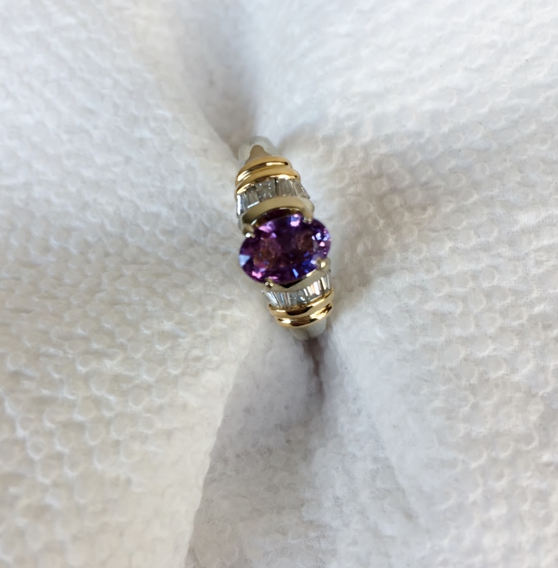  Pretty! Natural Ceylon Purple Sapphire Diamond Ring 14kt   Litnon.com