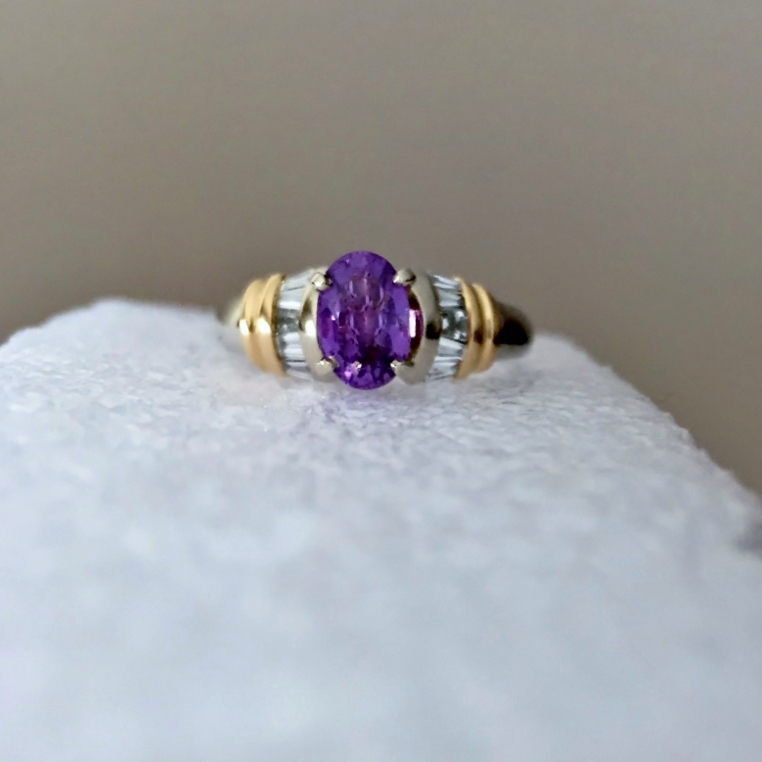  Pretty! Natural Ceylon Purple Sapphire Diamond Ring 14kt   Litnon.com