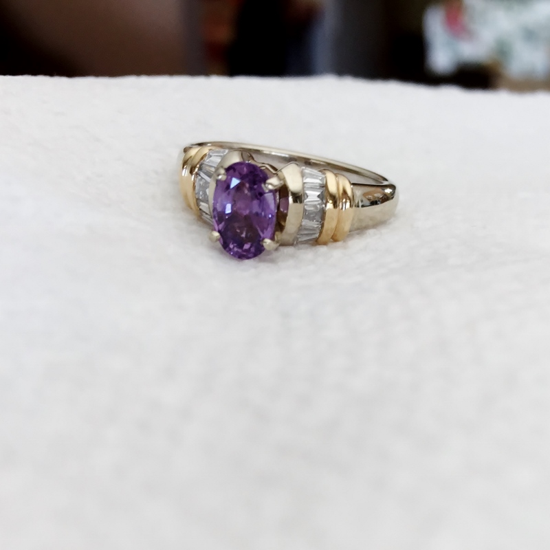  Pretty! Natural Ceylon Purple Sapphire Diamond Ring 14kt   Litnon.com