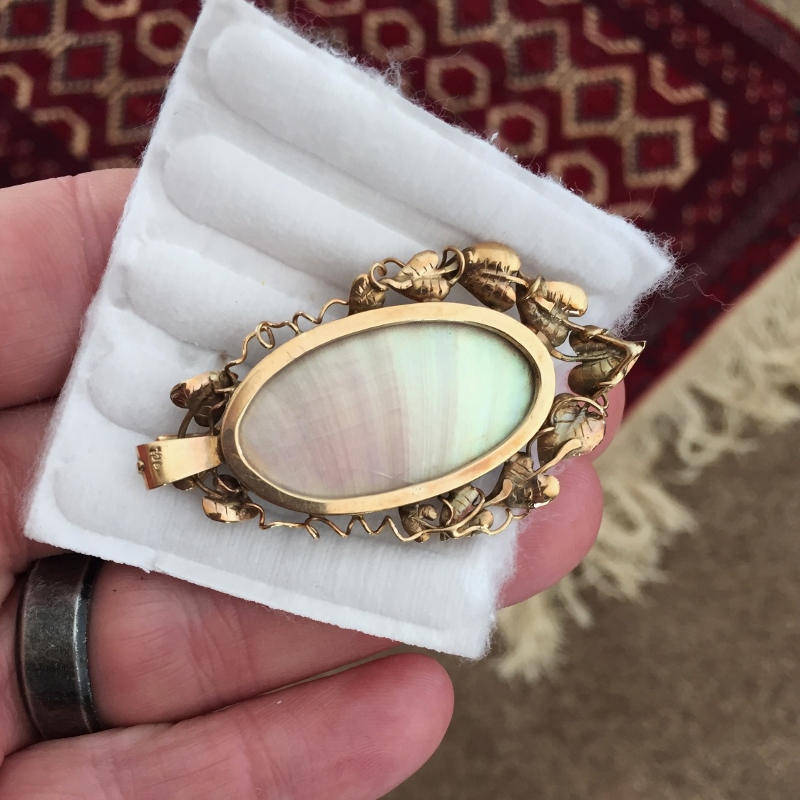 Antique! Iridescent Gray Mabe Pearl Pendant 14kt  Litnon.com