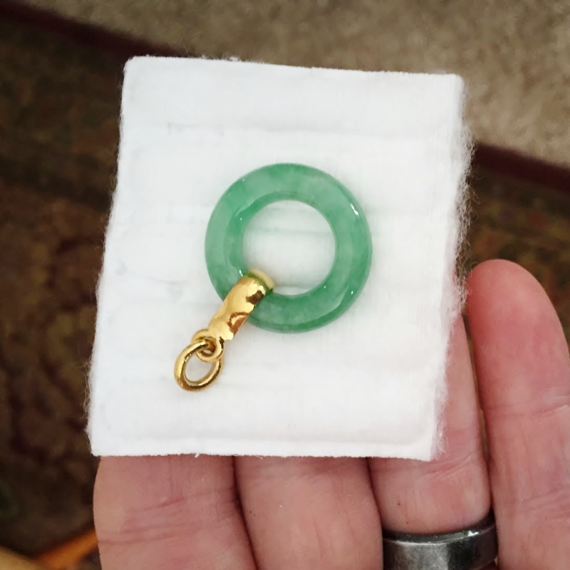 Vintage! Natural Burmese Jadeite Pendant and 24 kt Gold GL Litnon.com