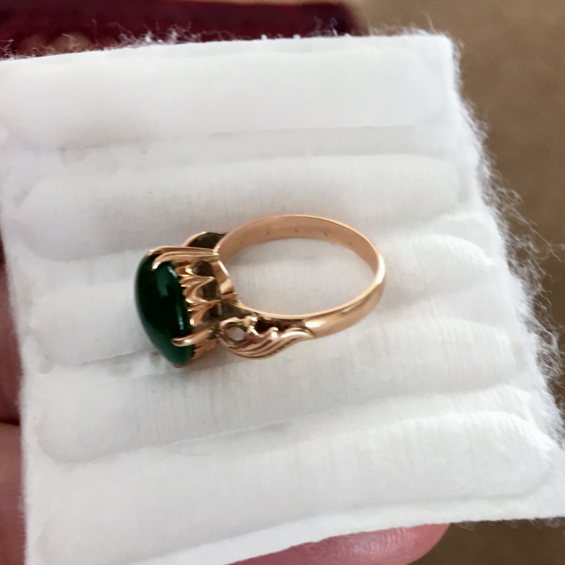 Antique! Fine Color Natural Burmese Jadeite 14kt Ring  Litnon.com