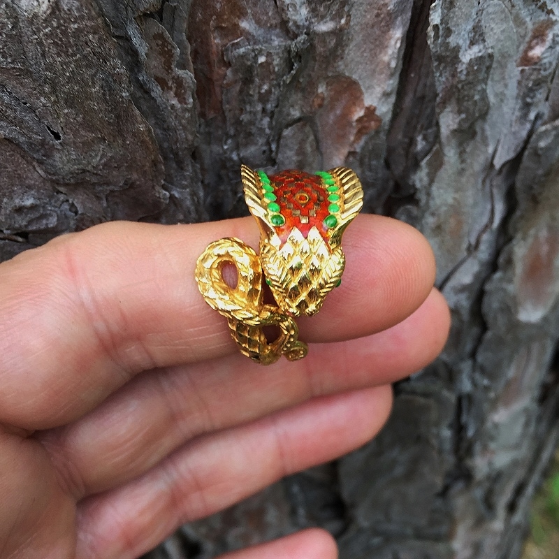 Vintage! Unique King Cobra Enamel Snake Ring 18 kt  Litnon.com