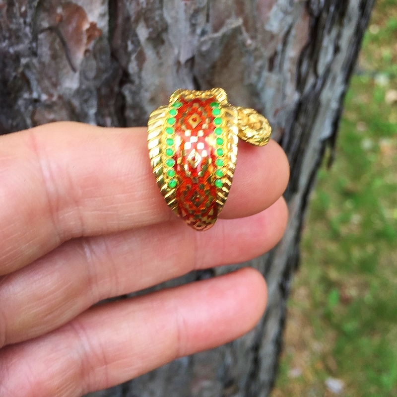 Vintage! Unique King Cobra Enamel Snake Ring 18 kt  Litnon.com