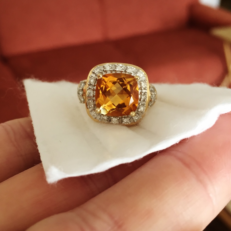 Fine Cut & Color! Brazil Citrine 14kt  Diamond Ring  Litnon.com