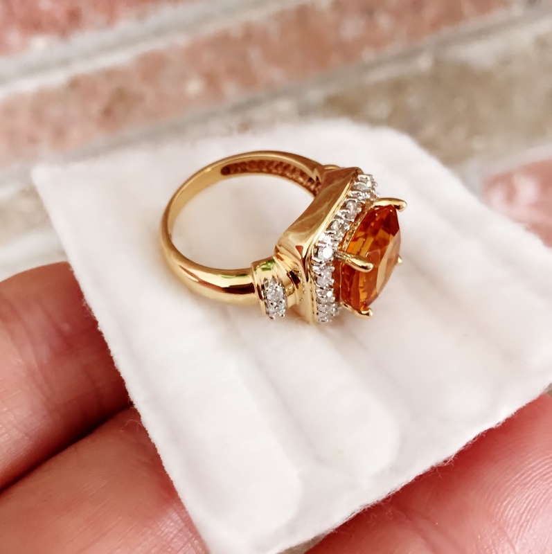 Fine Cut & Color! Brazil Citrine 14kt  Diamond Ring  Litnon.com