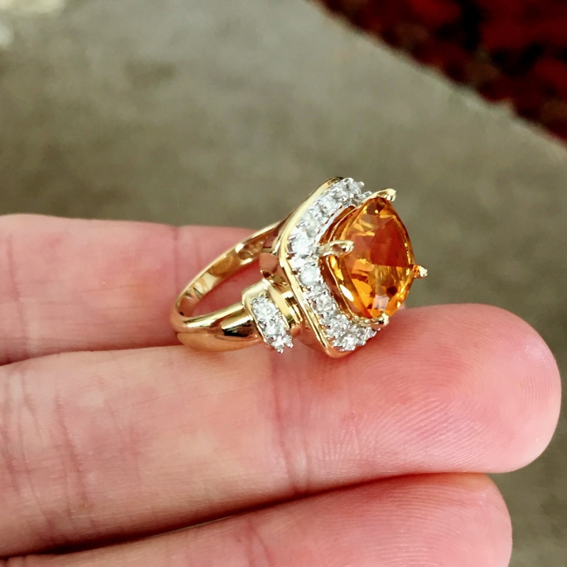 Fine Cut & Color! Brazil Citrine 14kt  Diamond Ring  Litnon.com
