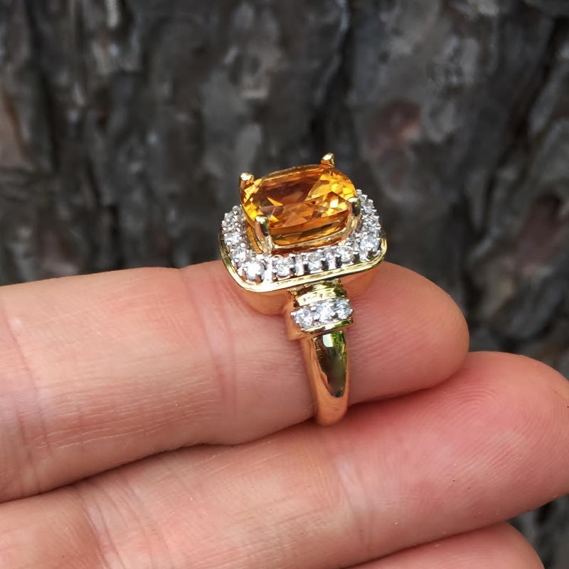 Fine Cut & Color! Brazil Citrine 14kt  Diamond Ring  Litnon.com
