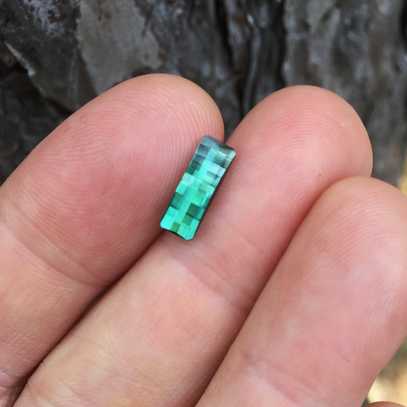 Opposed Bar Cut Natural Green Tourmaline Nigeria 2.06 ct GL Litnon.com