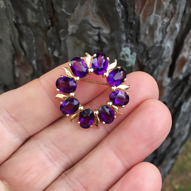 Vintage! Special Quality 14 karat Amethyst Brooch  Litnon.com