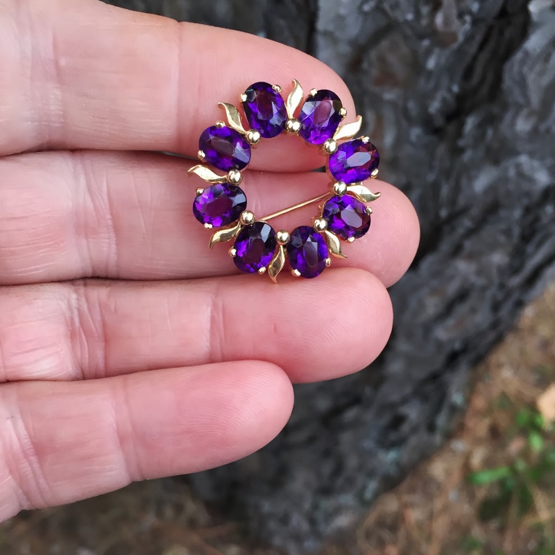 Vintage! Special Quality 14 karat Amethyst Brooch  Litnon.com