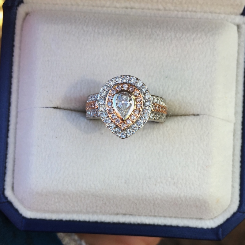 Quality & Brilliance! 18 kt Pink & white Diamond Ring 1.5 ct tw   Litnon.com
