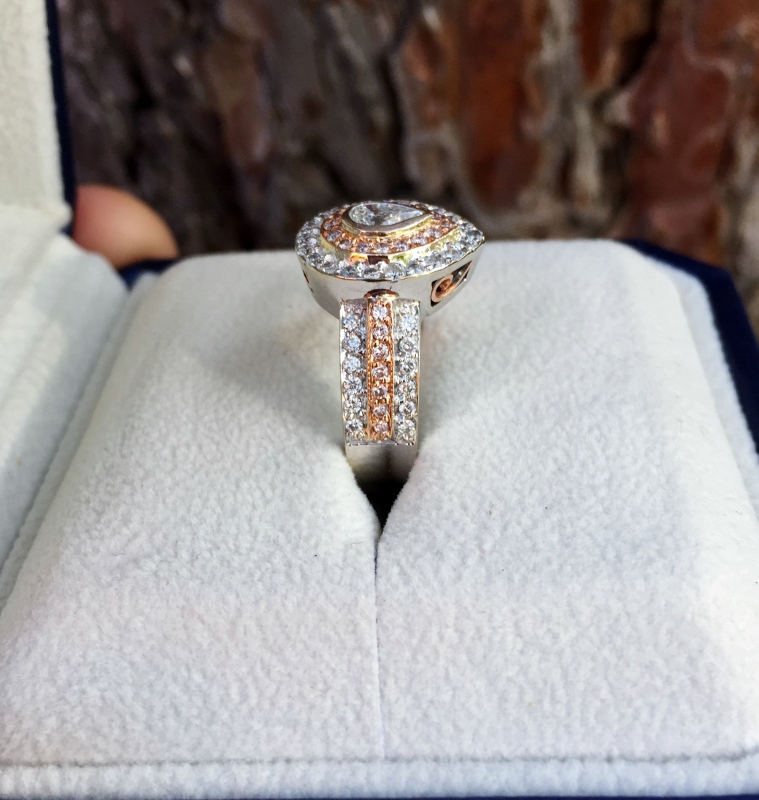 Quality & Brilliance! 18 kt Pink & white Diamond Ring 1.5 ct tw   Litnon.com