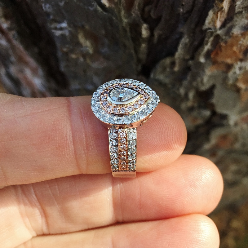 Quality & Brilliance! 18 kt Pink & white Diamond Ring 1.5 ct tw   Litnon.com