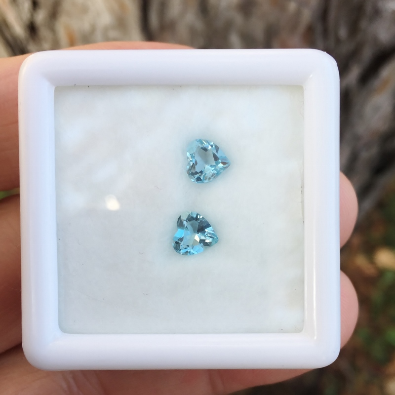 Matched Pair! Natural Blue Brazil Aquamarine Hearts  Litnon.com