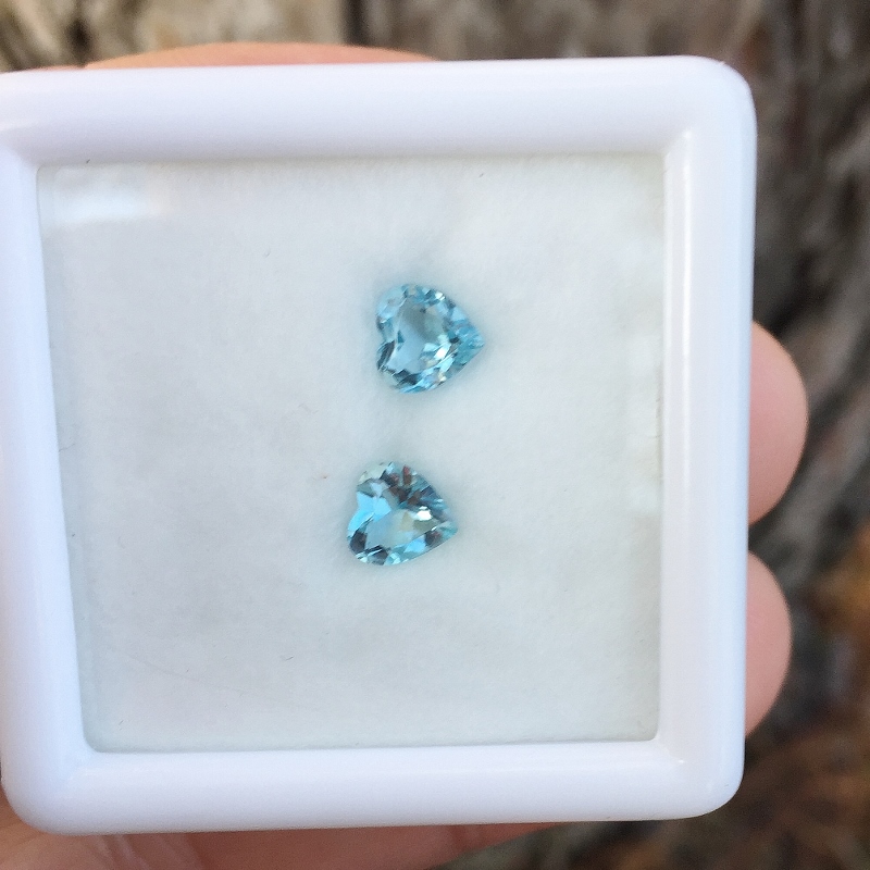Matched Pair! Natural Blue Brazil Aquamarine Hearts  Litnon.com