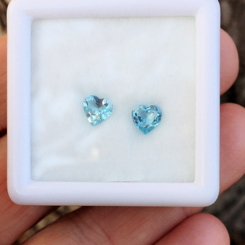 Matched Pair! Natural Blue Brazil Aquamarine Hearts  Litnon.com