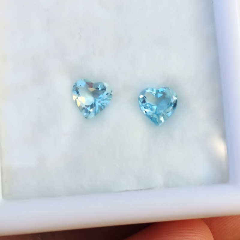 Matched Pair! Natural Blue Brazil Aquamarine Hearts  Litnon.com