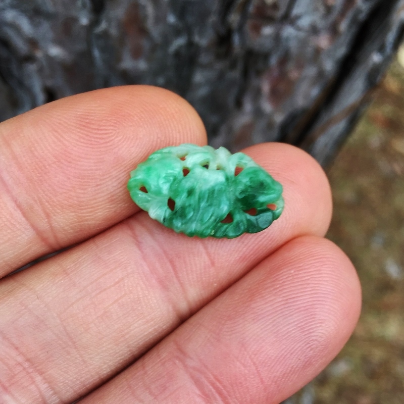 Apple Green Type A Burmese Jadeite Carved Cabochon 6.32 ct  Litnon.com