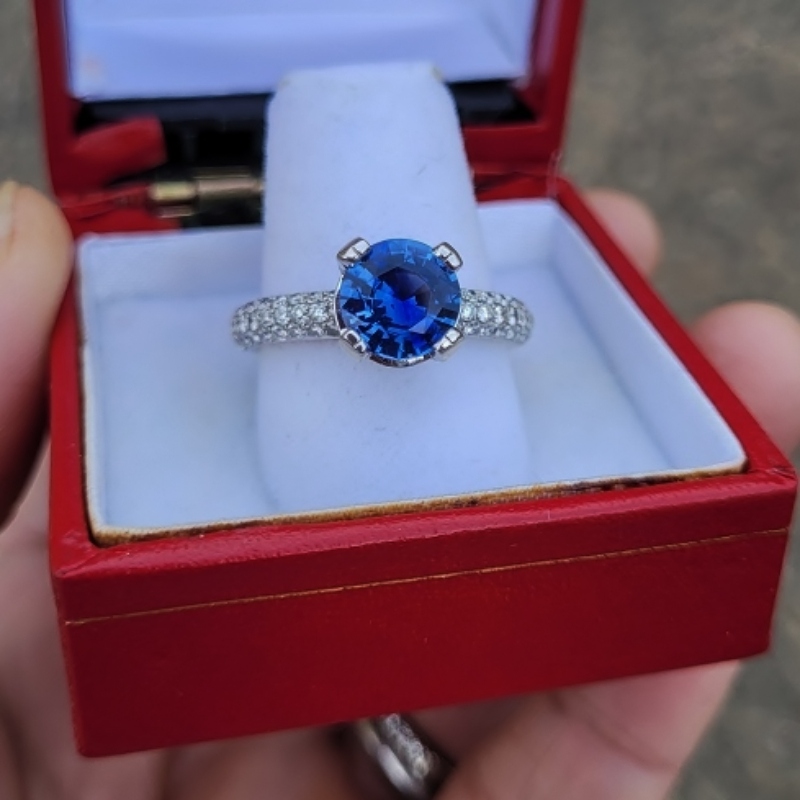 Special Color! Natural Ceylon Sapphire & Diamond 14 kt Ring   Litnon.com