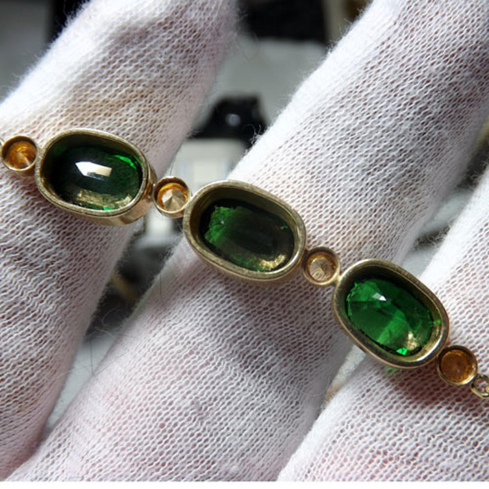 Big Tsavorite Garnets 18 kt Gold Necklace 12+ carats! GL Litnon.com