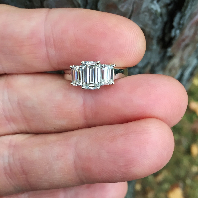 Superb Quality! Emerald Cut Natural Diamond Platinum Ring 2.25 Carats Litnon.com