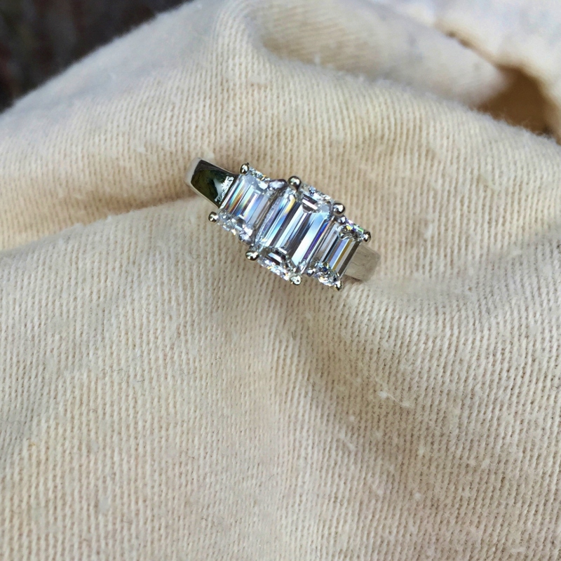 Superb Quality! Emerald Cut Natural Diamond Platinum Ring 2.25 Carats Litnon.com
