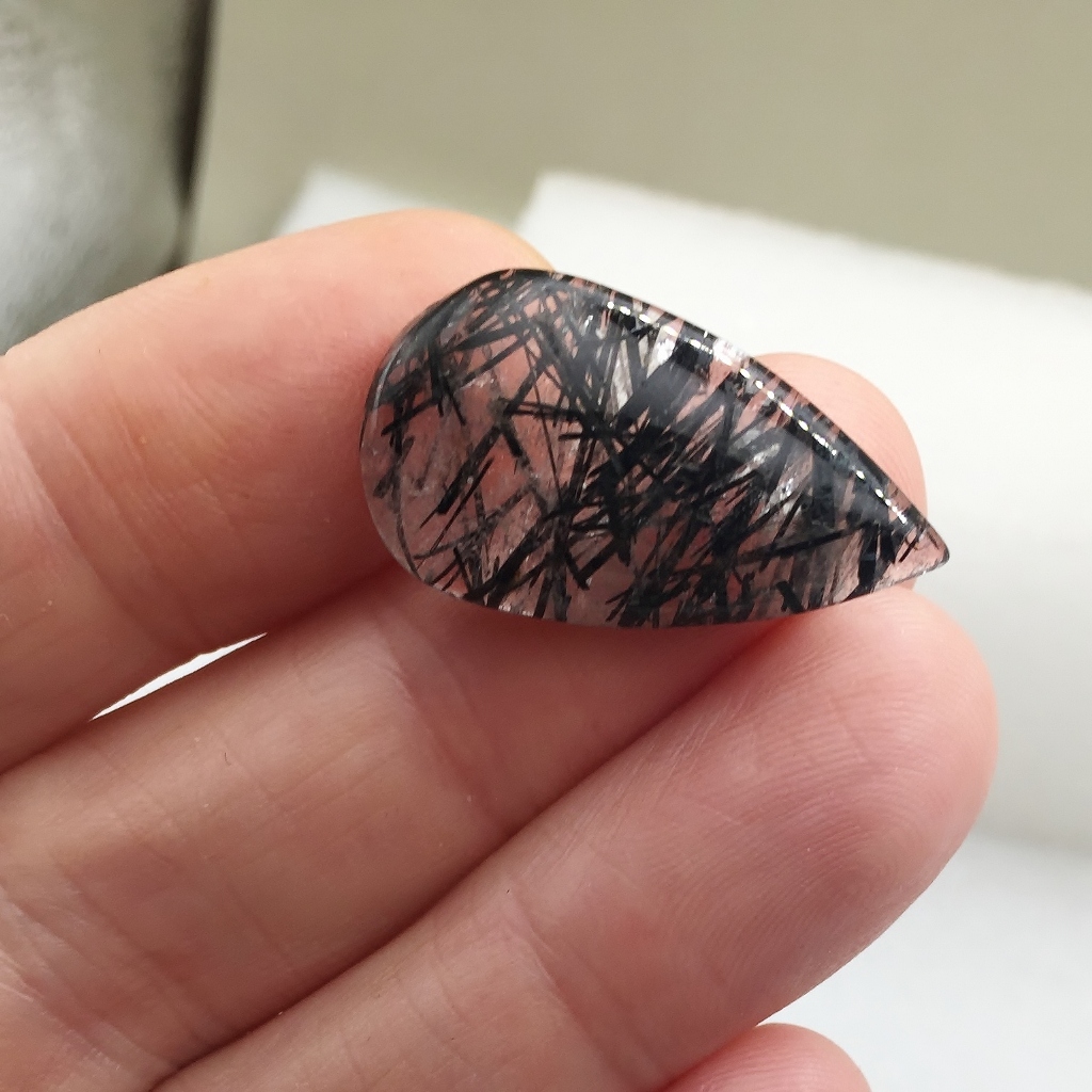 Big Brazil Black Tourmaline In Quartz Cabochon 19.8 Carats Litnon.com