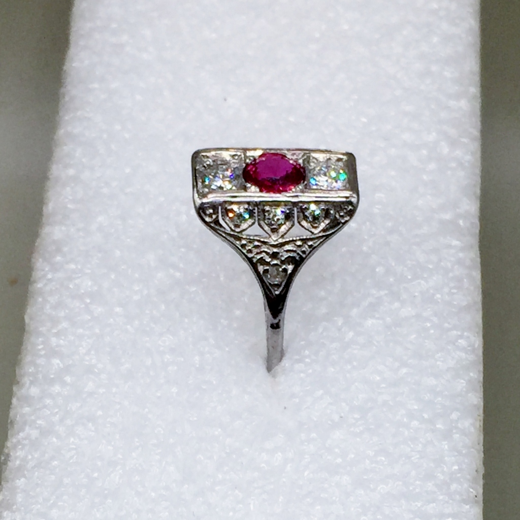 Antique Filigree 18 Karat White Gold Burmese Ruby Diamond Ring  Litnon.com