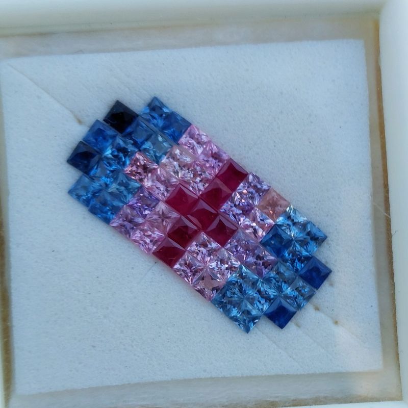 Multi-Color Princess-Cut Sapphire & Ruby Suite 2.1mm 3.51 Carats Litnon.com