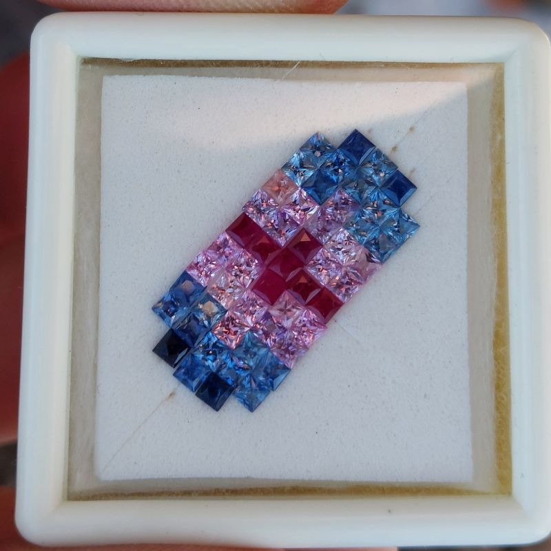 Multi-Color Princess-Cut Sapphire & Ruby Suite 2.1mm 3.51 Carats Litnon.com