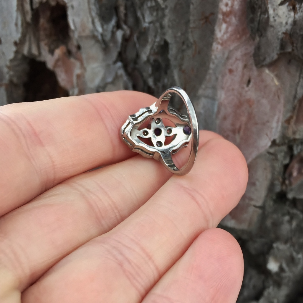 Antique Montana Yogo Sapphire And Pearl Palladium Ring Litnon.com